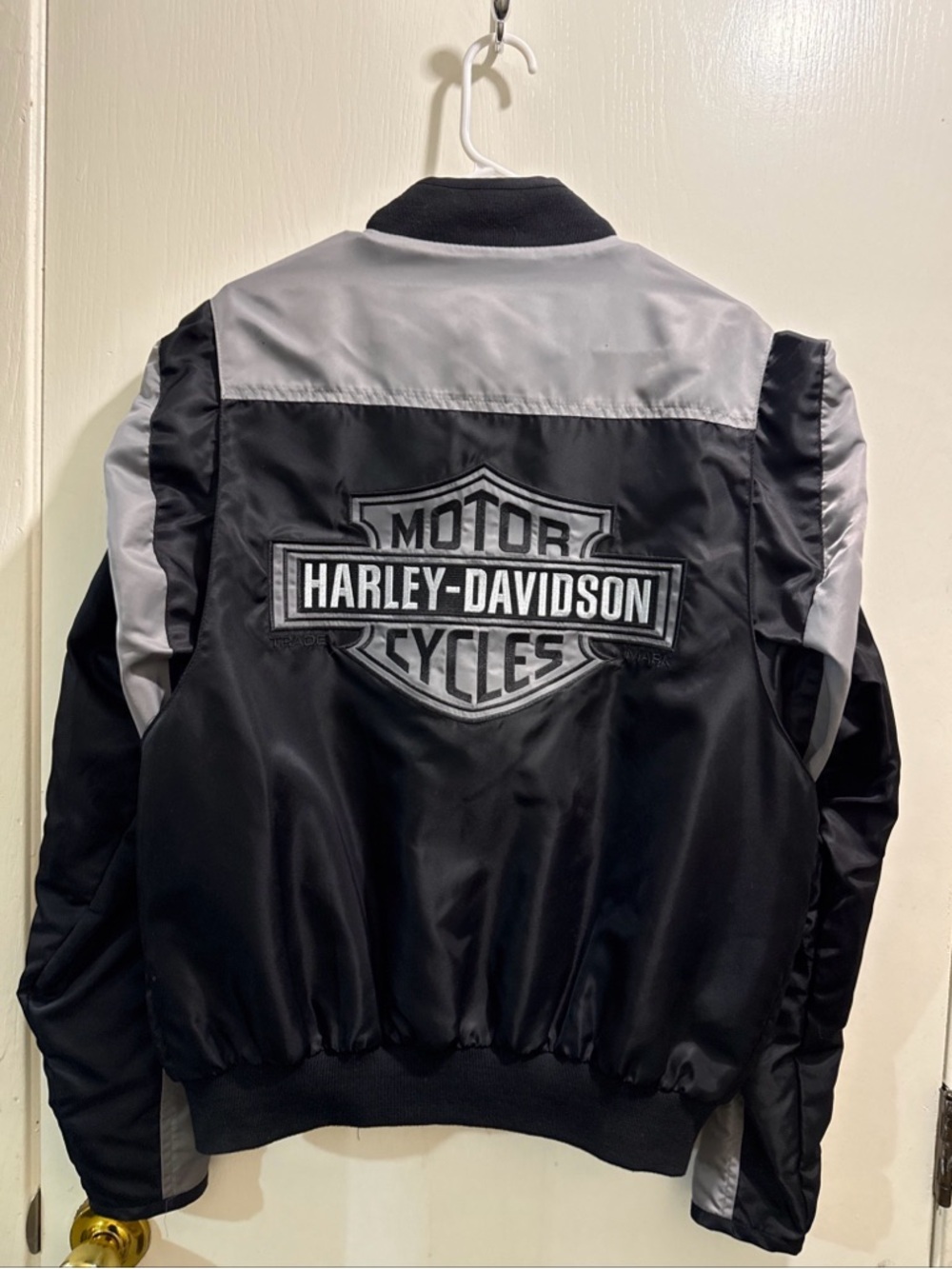 Harley-Davidson Black and Gray Bomber Jacket with Back Logo